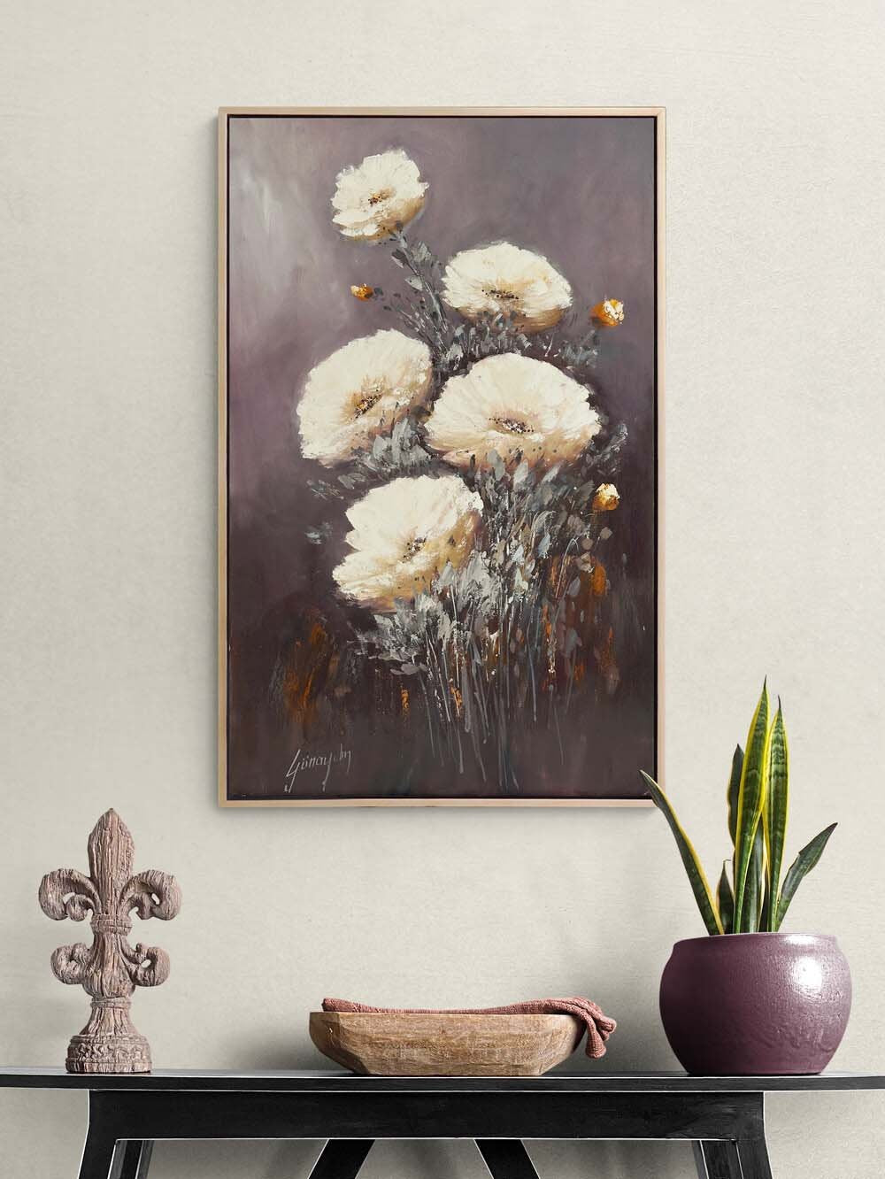 Zamana Açan Çiçekler Yağlı Boya Tablosu