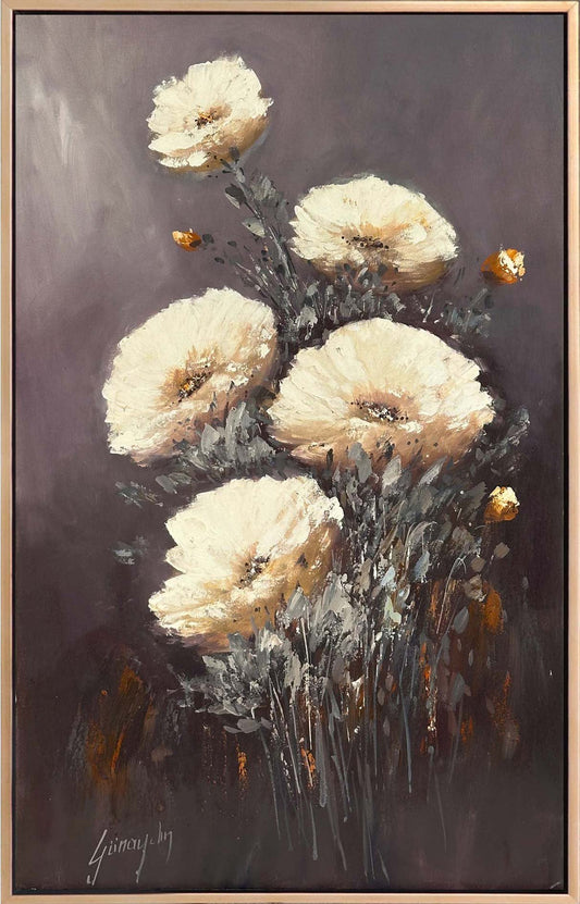 Zamana Açan Çiçekler Yağlı Boya Tablosu