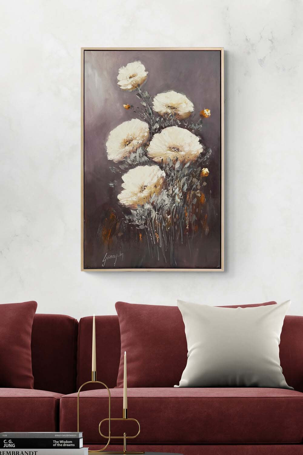 Zamana Açan Çiçekler Yağlı Boya Tablosu