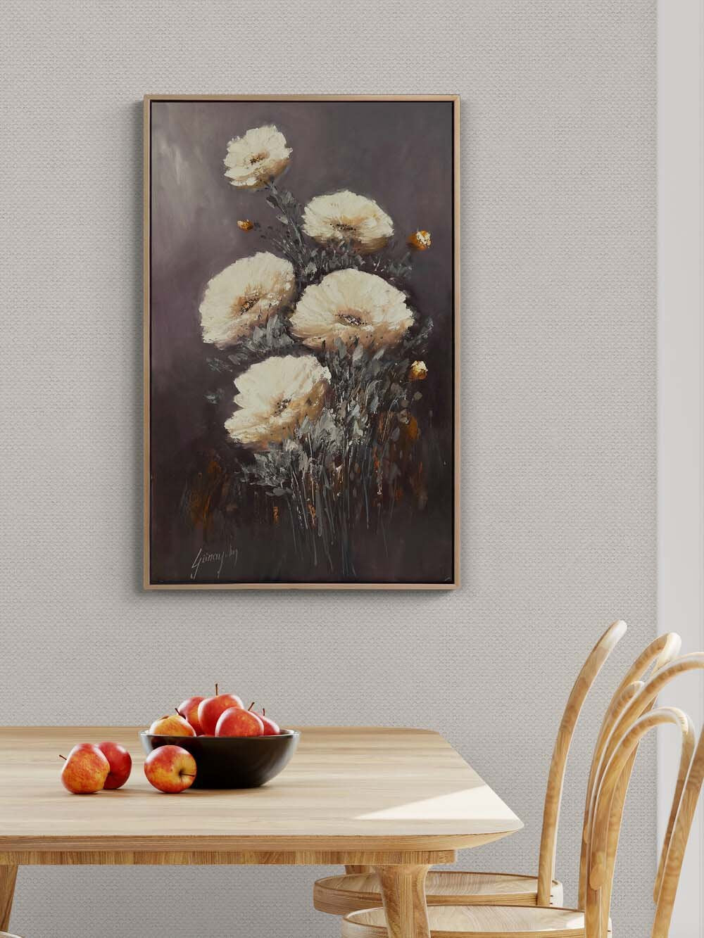 Zamana Açan Çiçekler Yağlı Boya Tablosu