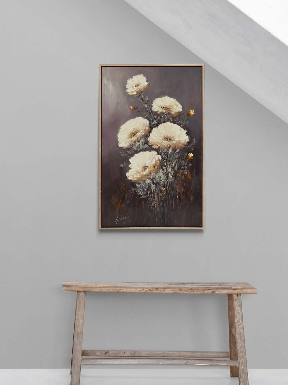 Zamana Açan Çiçekler Yağlı Boya Tablosu