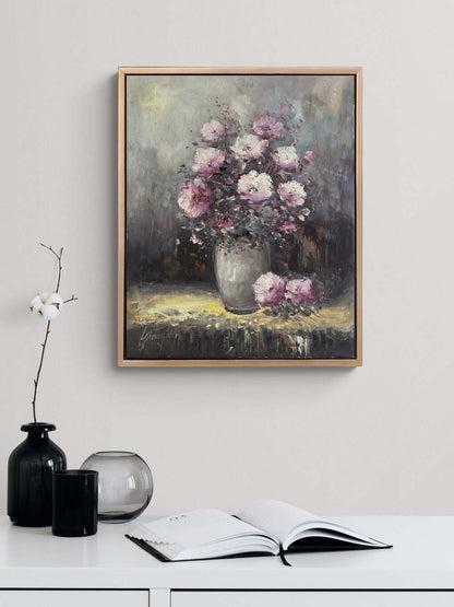 Vazodaki Pembe Bahar Yağlı Boya Tablosu