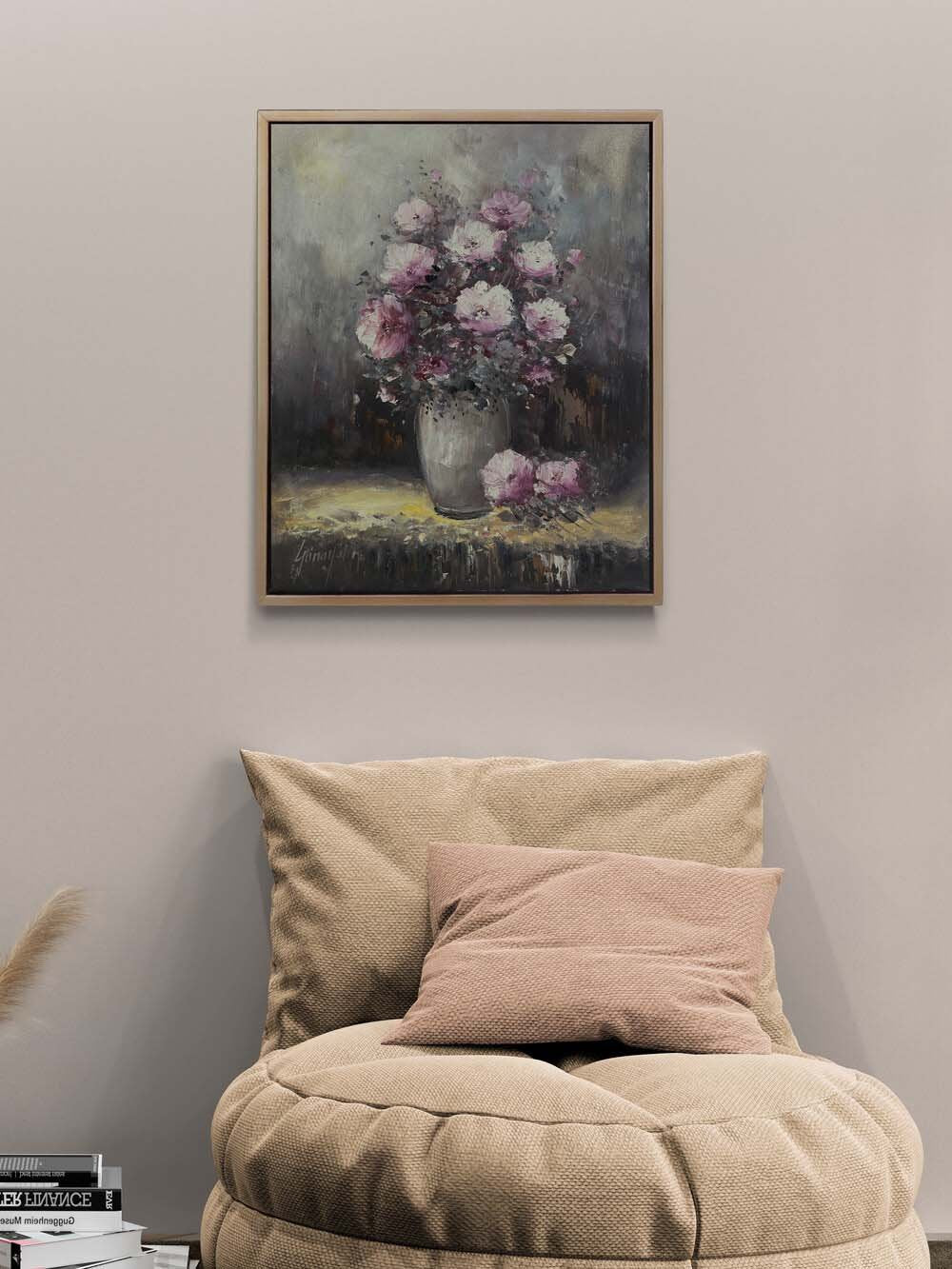 Vazodaki Pembe Bahar Yağlı Boya Tablosu