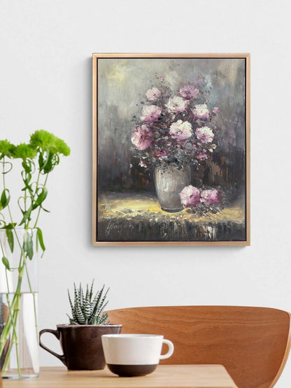 Vazodaki Pembe Bahar Yağlı Boya Tablosu