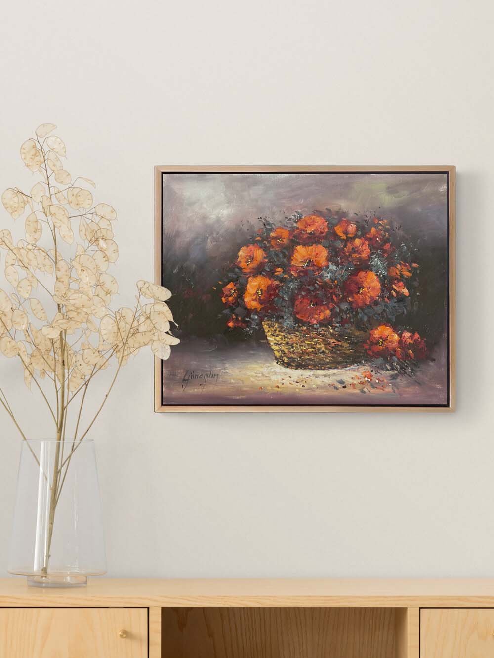 Sepette Kadife Çiçeği Yağlı Boya Tablosu