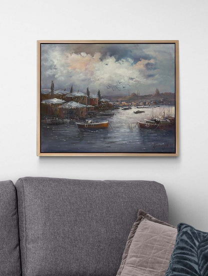 Boğazda Kış Günü Yağlı Boya Tablosu