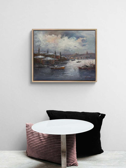 Boğazda Kış Günü Yağlı Boya Tablosu