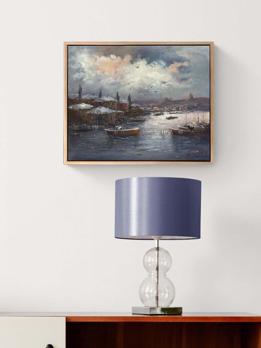 Boğazda Kış Günü Yağlı Boya Tablosu