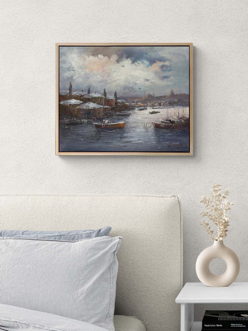 Boğazda Kış Günü Yağlı Boya Tablosu