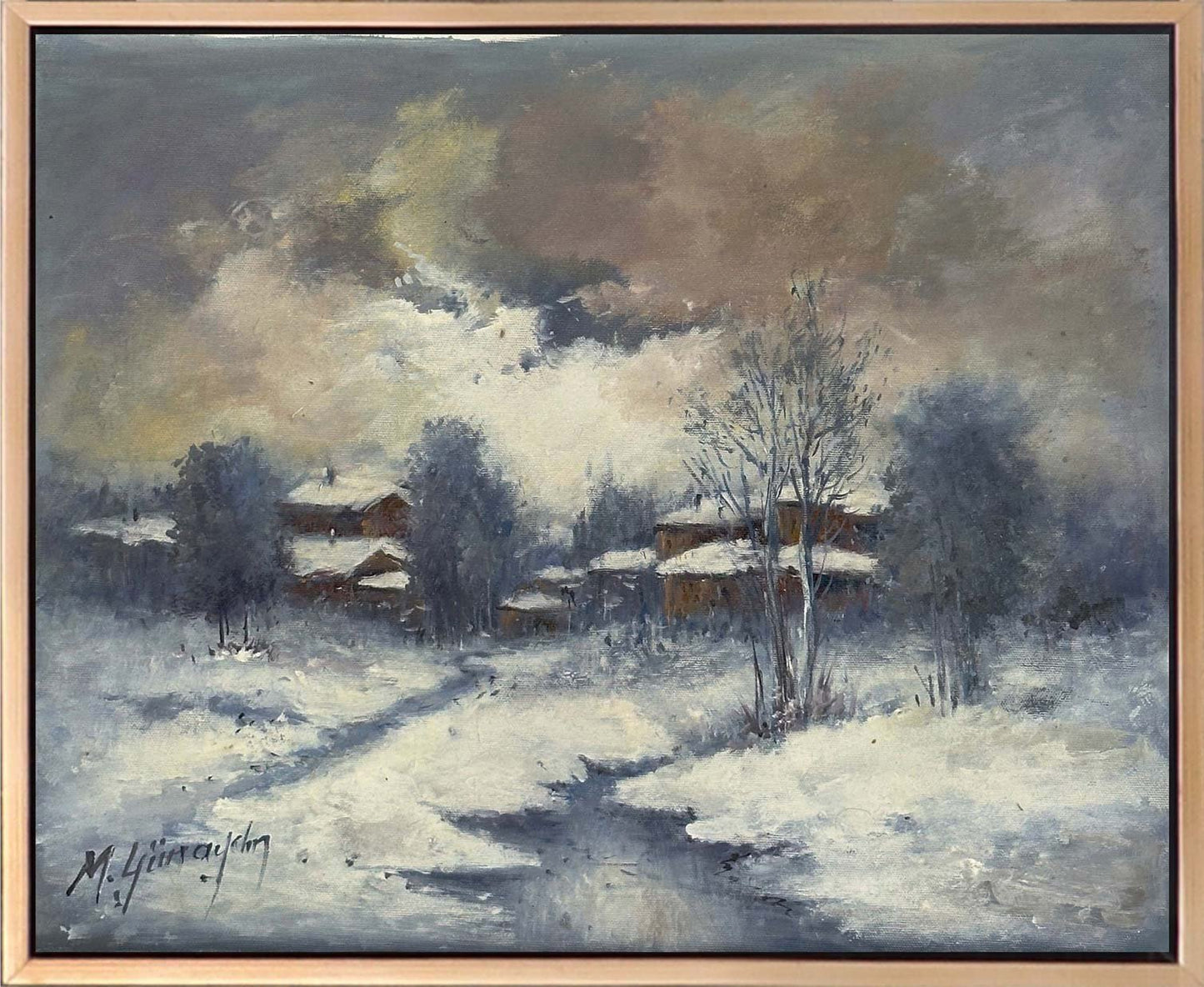 Kar Altında Sessizlik Yağlı Boya Tablosu