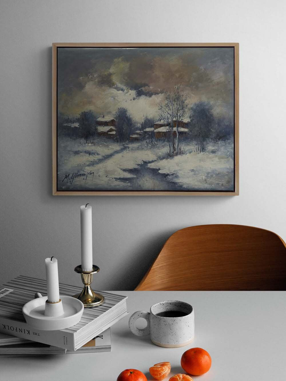 Kar Altında Sessizlik Yağlı Boya Tablosu