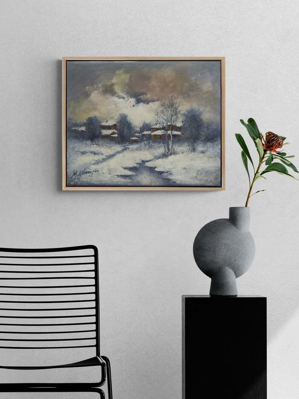 Kar Altında Sessizlik Yağlı Boya Tablosu