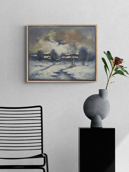 Kar Altında Sessizlik Yağlı Boya Tablosu