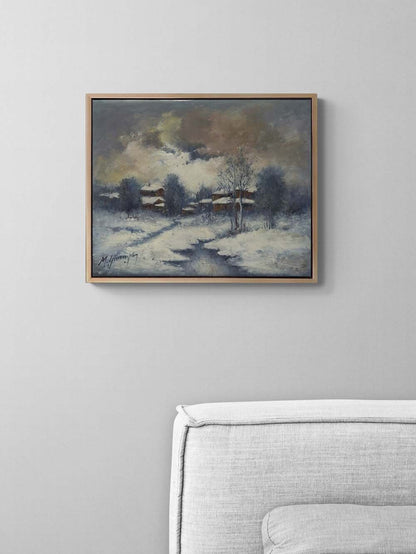 Kar Altında Sessizlik Yağlı Boya Tablosu