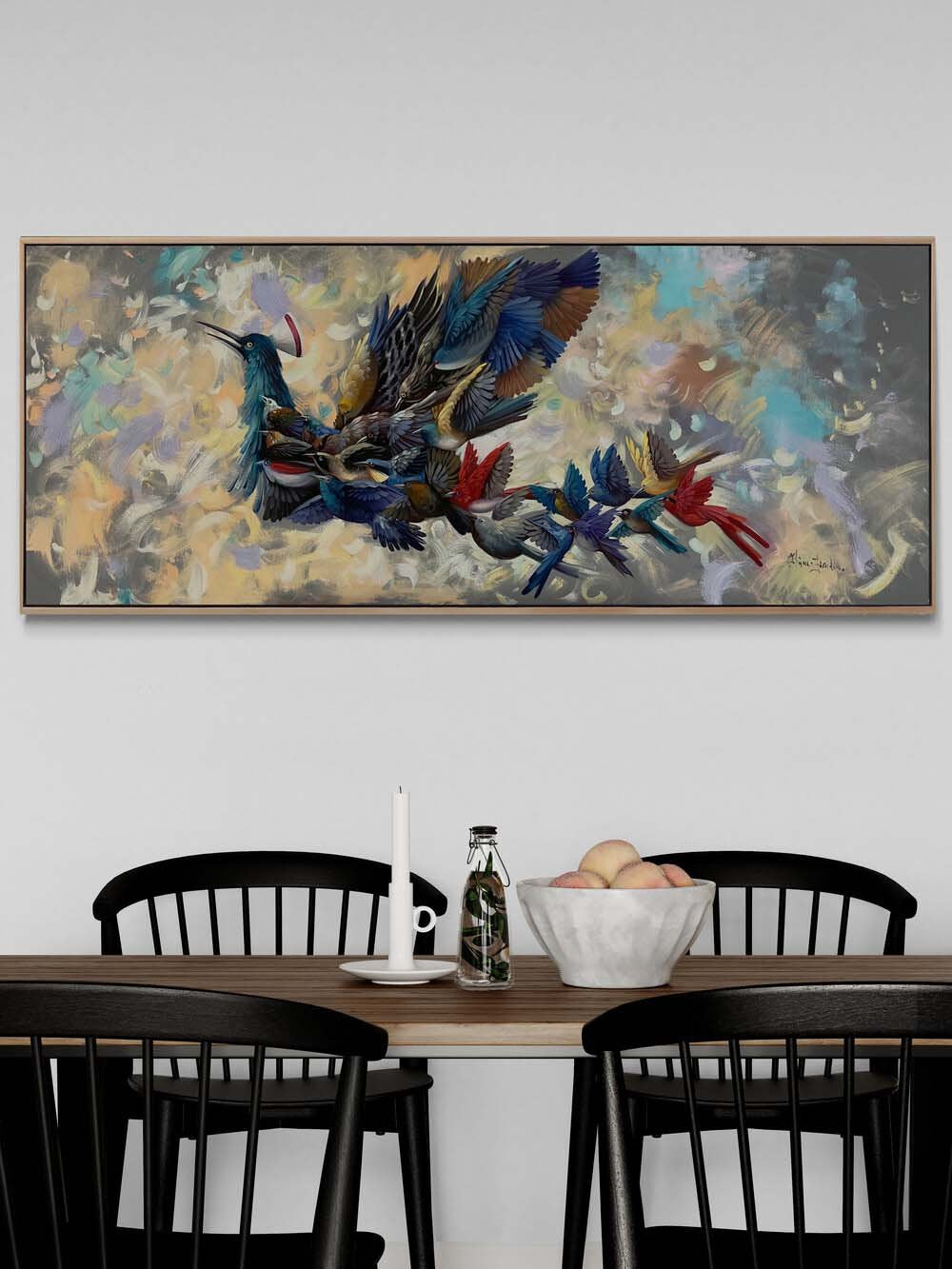 Bir Kuş Bin Renk Yağlı Boya Tablosu Simurg Sanatevi