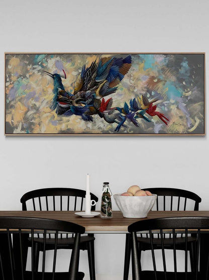 Bir Kuş Bin Renk Yağlı Boya Tablosu Simurg Sanatevi
