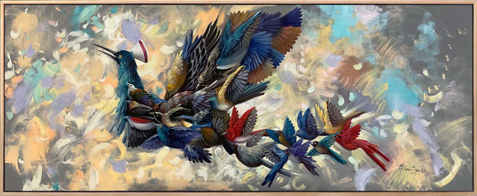 Bir Kuş Bin Renk Yağlı Boya Tablosu