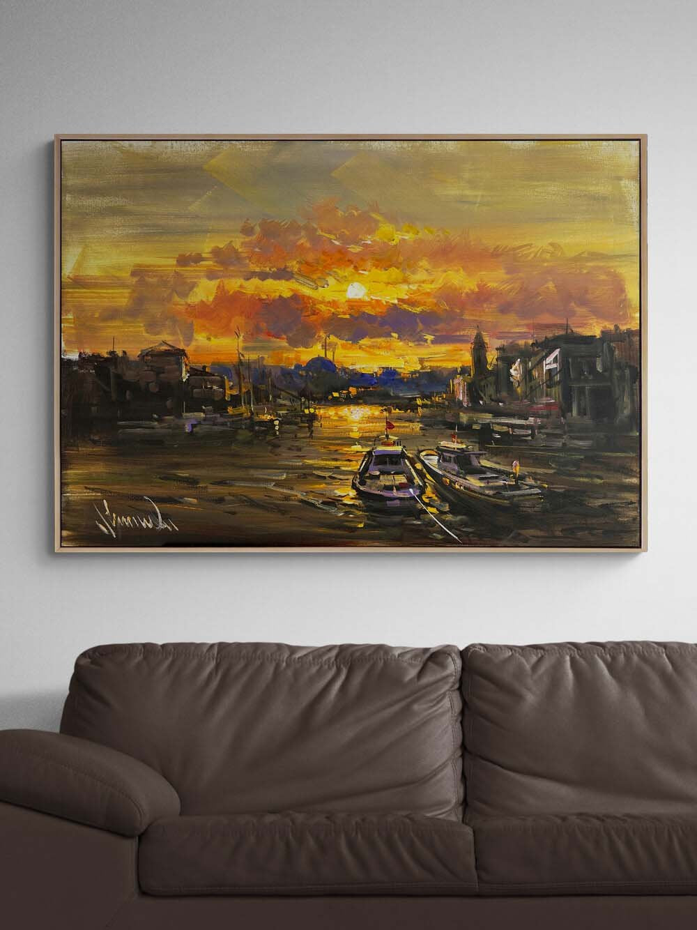 Boğazda Akşam Doğru Yağlı Boya Tablosu