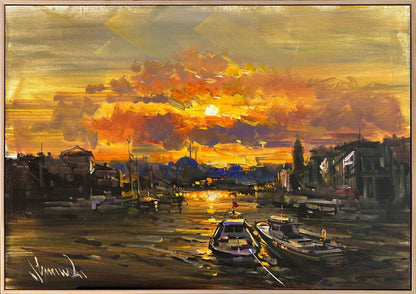 Boğazda Akşam Doğru Yağlı Boya Tablosu