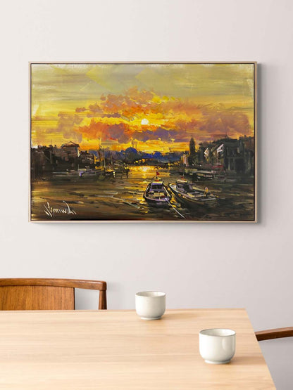 Boğazda Akşam Doğru Yağlı Boya Tablosu