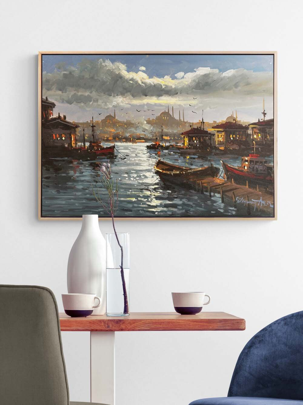 Boğaza Açılan İskele Yağlı Boya Tablosu