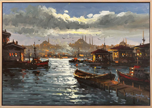 Boğaza Açılan İskele Yağlı Boya Tablosu