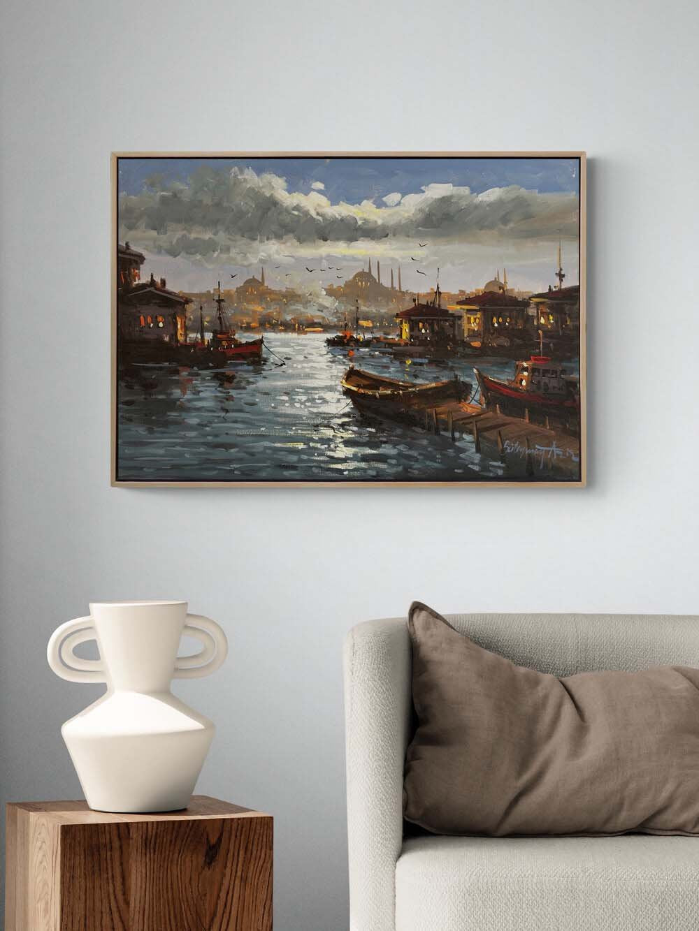 Boğaza Açılan İskele Yağlı Boya Tablosu