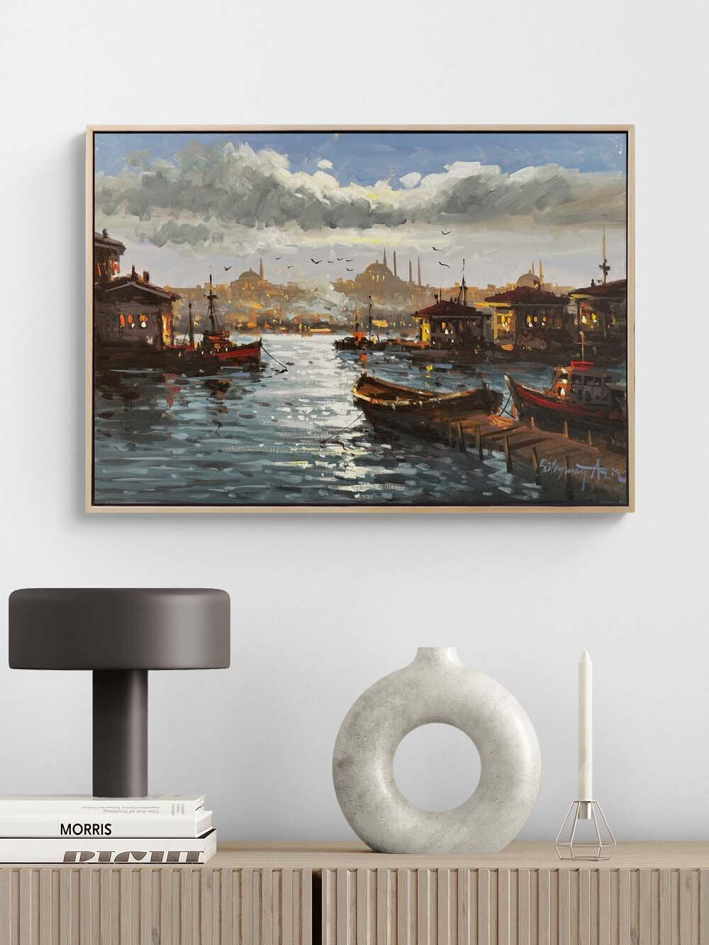 Boğaza Açılan İskele Yağlı Boya Tablosu