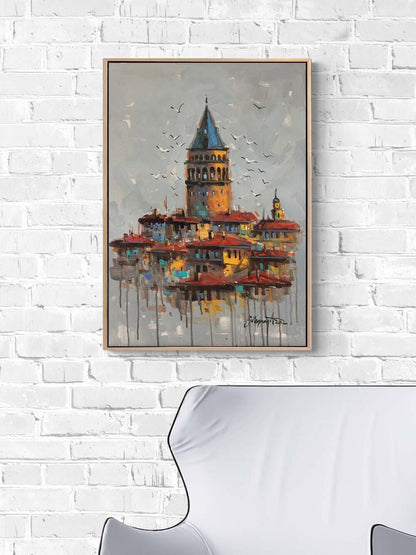 Rüyalarda Galata Kulesi Yağlı Boya Tablosu