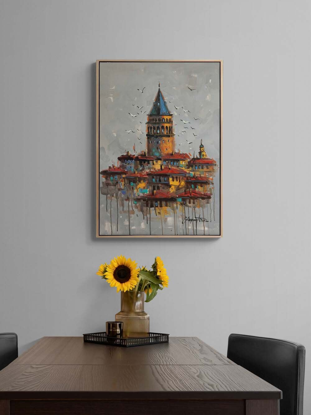 Rüyalarda Galata Kulesi Yağlı Boya Tablosu