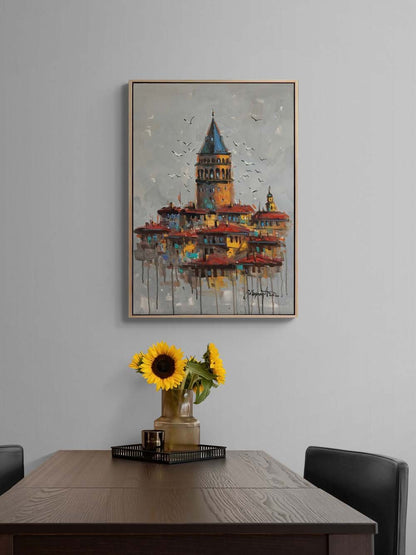Rüyalarda Galata Kulesi Yağlı Boya Tablosu