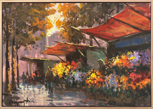 Çiçekler Açan Sokaklar Yağlı Boya Tablosu