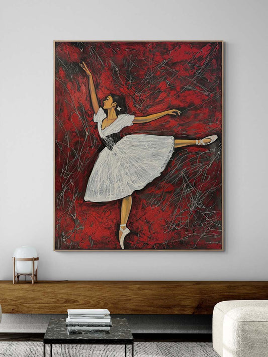 Kırmızı Rüyalarda Balerin Yağlı Boya Tablosu