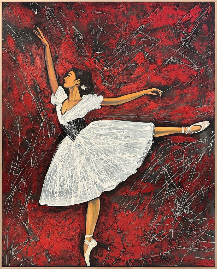 Kırmızı Rüyalarda Balerin Yağlı Boya Tablosu