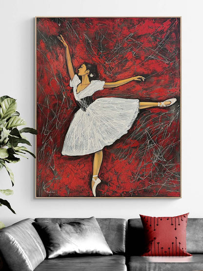 Kırmızı Rüyalarda Balerin Yağlı Boya Tablosu