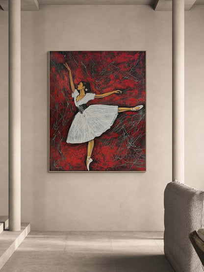 Kırmızı Rüyalarda Balerin Yağlı Boya Tablosu