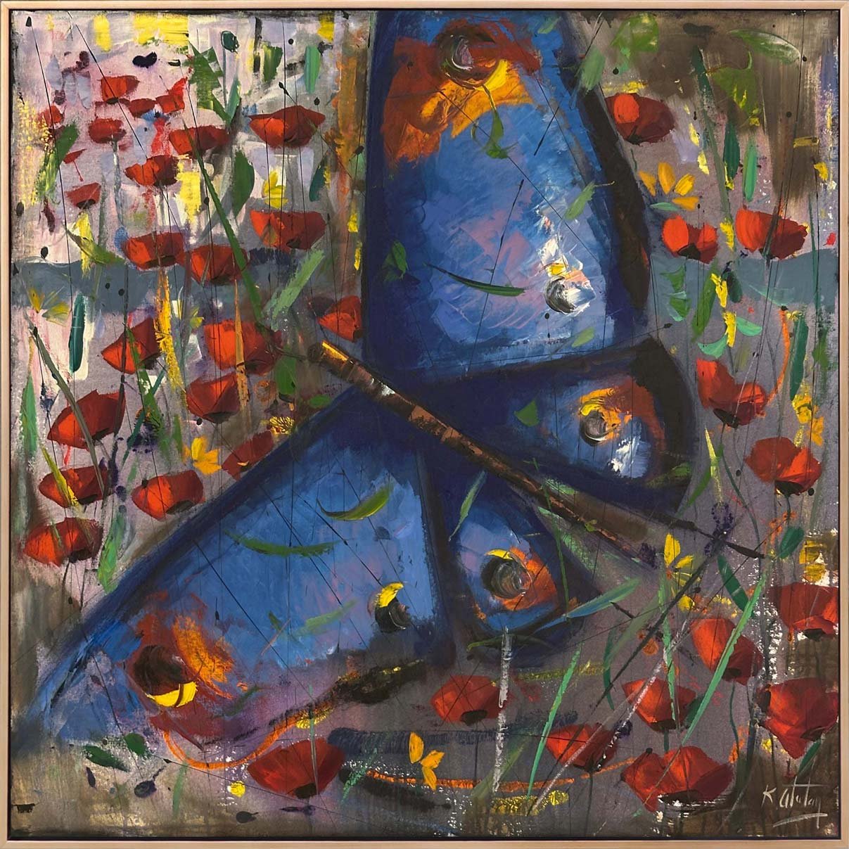 Mavi Kelebeğin Hayali Yağlı Boya Tablosu