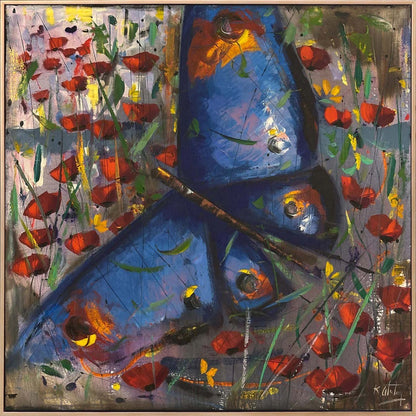 Mavi Kelebeğin Hayali Yağlı Boya Tablosu