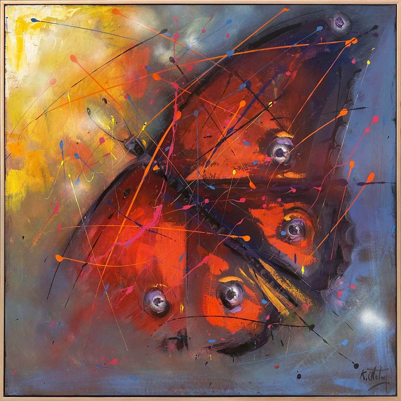 Kırmızı Kelebek Etkisi Yağlı Boya Tablosu