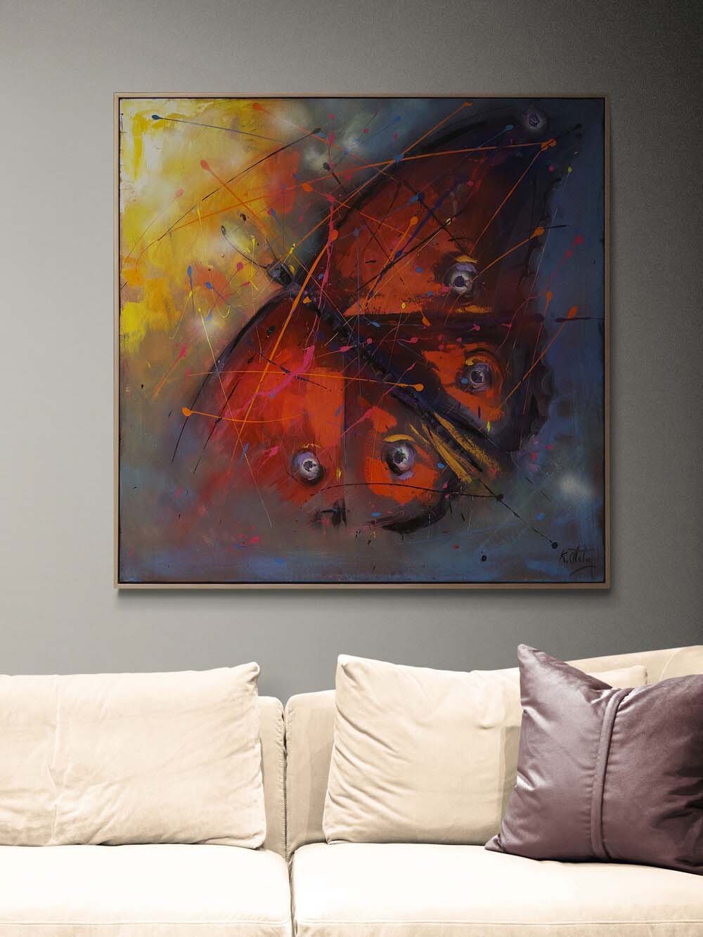 Kırmızı Kelebek Etkisi Yağlı Boya Tablosu