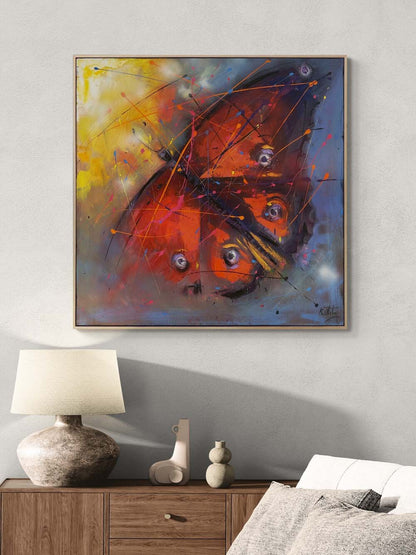 Kırmızı Kelebek Etkisi Yağlı Boya Tablosu