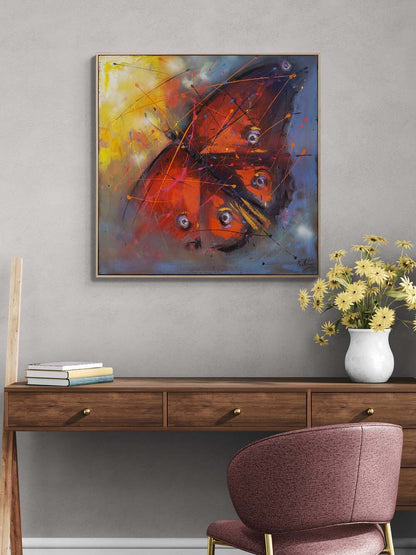Kırmızı Kelebek Etkisi Yağlı Boya Tablosu