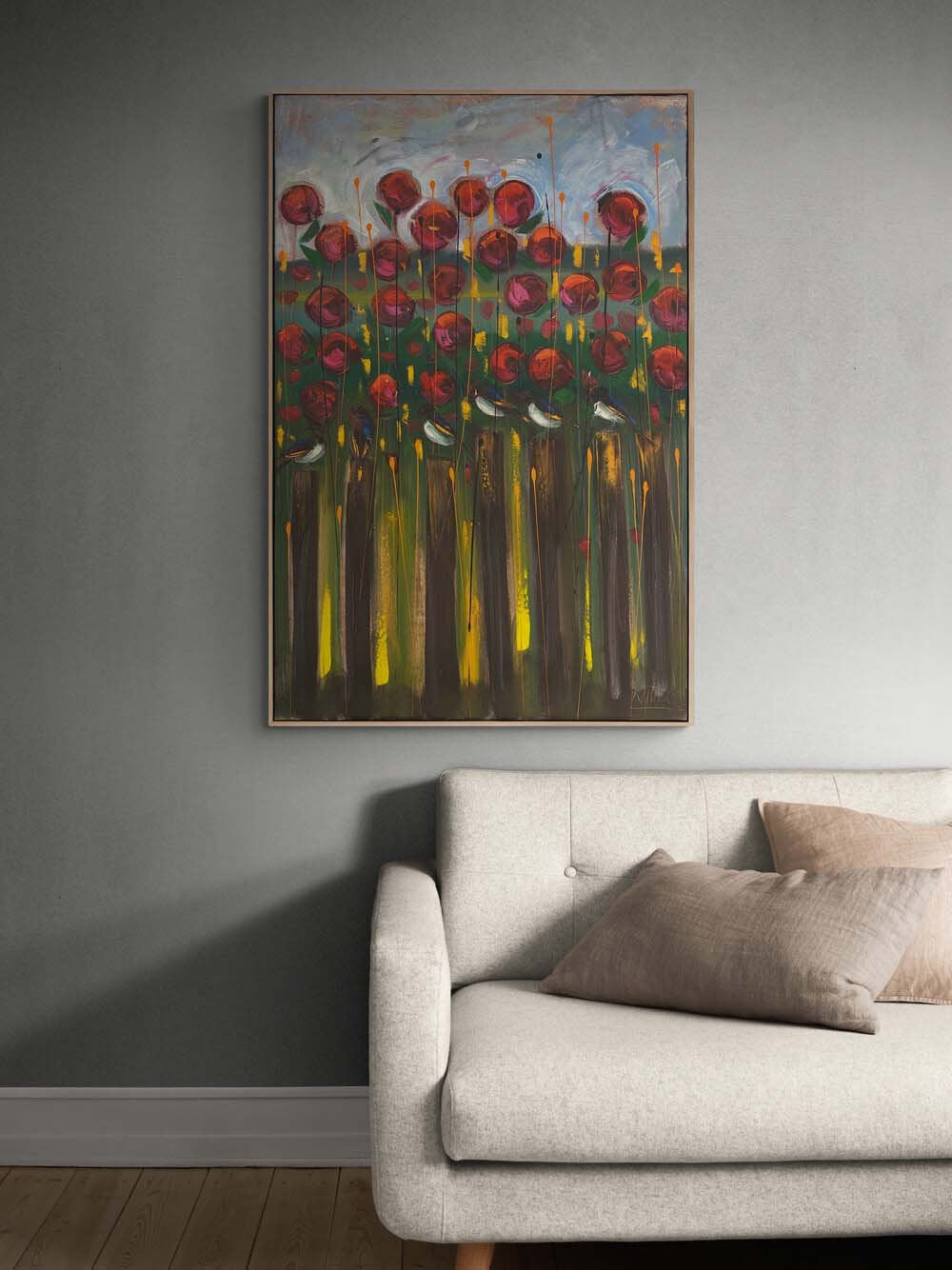 Bahçede Kırlangıçlar Yağlı Boya Tablosu