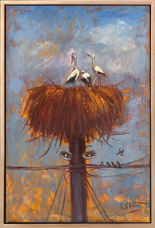 Dönüş Yolu Leylekler Yağlı Boya Tablosu
