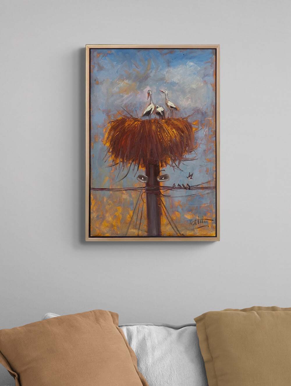 Dönüş Yolu Leylekler Yağlı Boya Tablosu