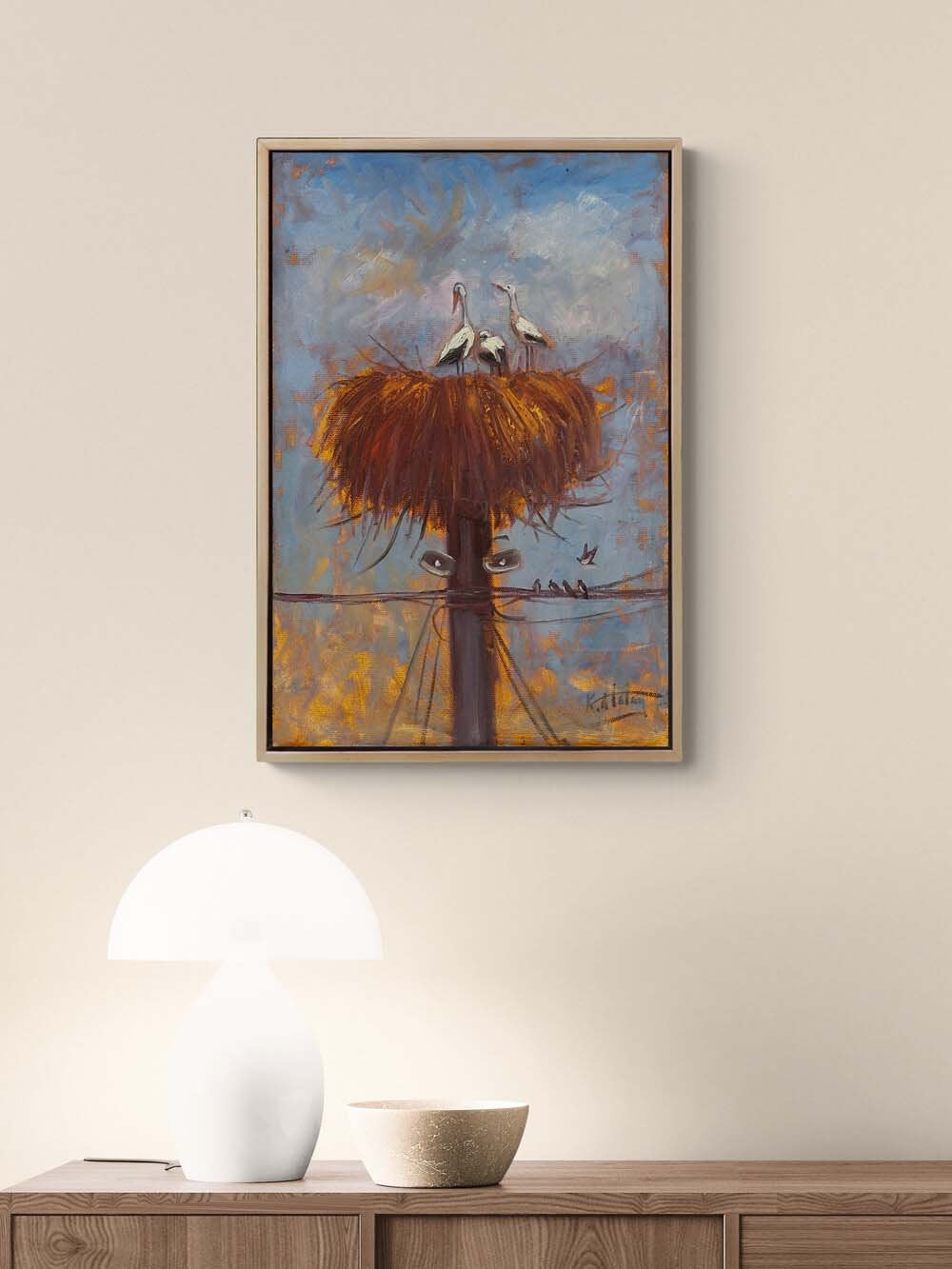 Dönüş Yolu Leylekler Yağlı Boya Tablosu