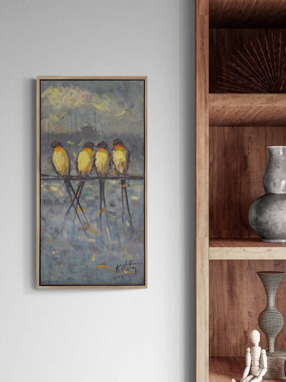 Şehir ve Kanatlar Yağlı Boya Tablosu