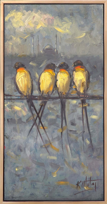 Şehir ve Kanatlar Yağlı Boya Tablosu