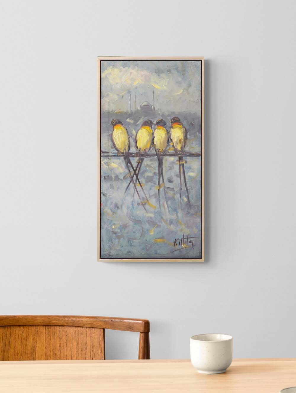 Şehir ve Kanatlar Yağlı Boya Tablosu