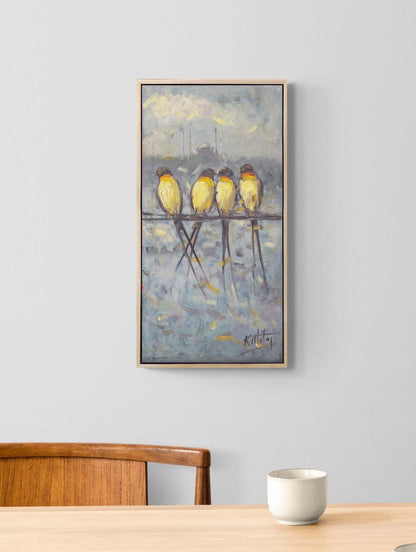 Şehir ve Kanatlar Yağlı Boya Tablosu